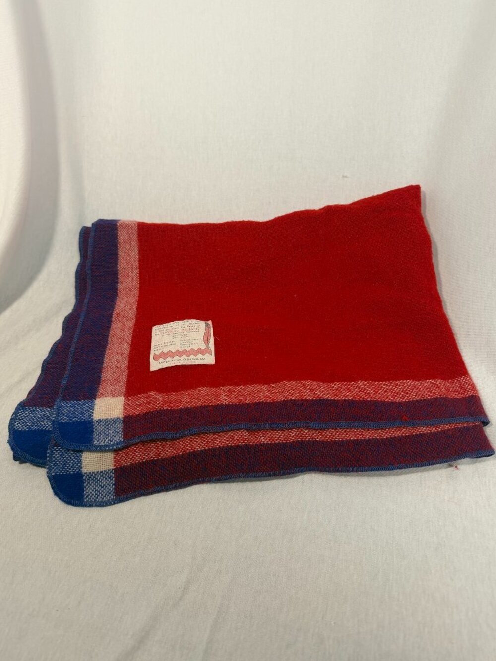 Faribault Woolen Mill Navajo Wool Blanket Set 2 Red Plaid Throw Vintage Stadium